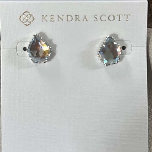Kendra Scott Tessa Studs Rhodium Dichroic Glass earrings  NWT - Picture 5 of 6